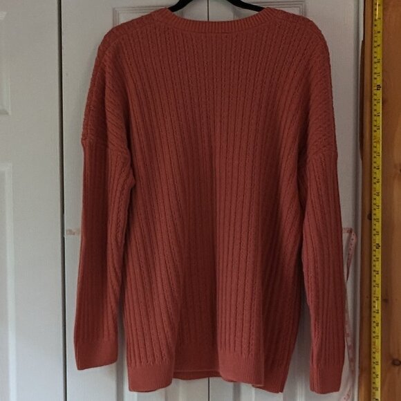 Salmon knit scoop neck sweater XL - Picture 3 of 9